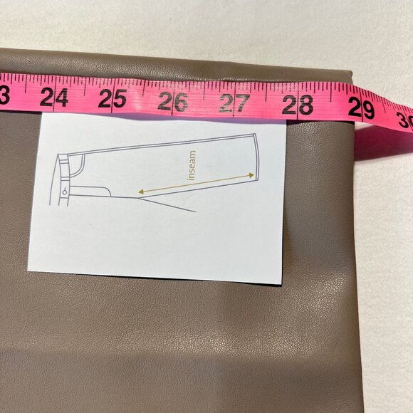 🤎 Banana Republic Tan Faux Leather Pants – Size 14 Quiet Luxury straight-leg - Picture 8 of 10